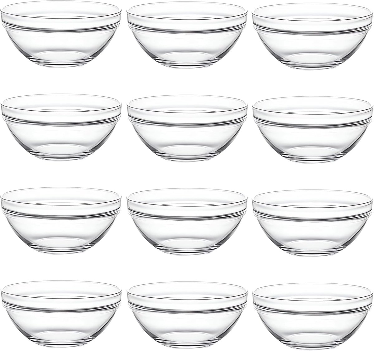 glazen kommen, mini glazen kommen, kleine glazen kommen voor het bereiden van koken, perfect voor het serveren van voedsel, saus dippen en voedselbereiding, set van 12 (1,5 Fl Oz)