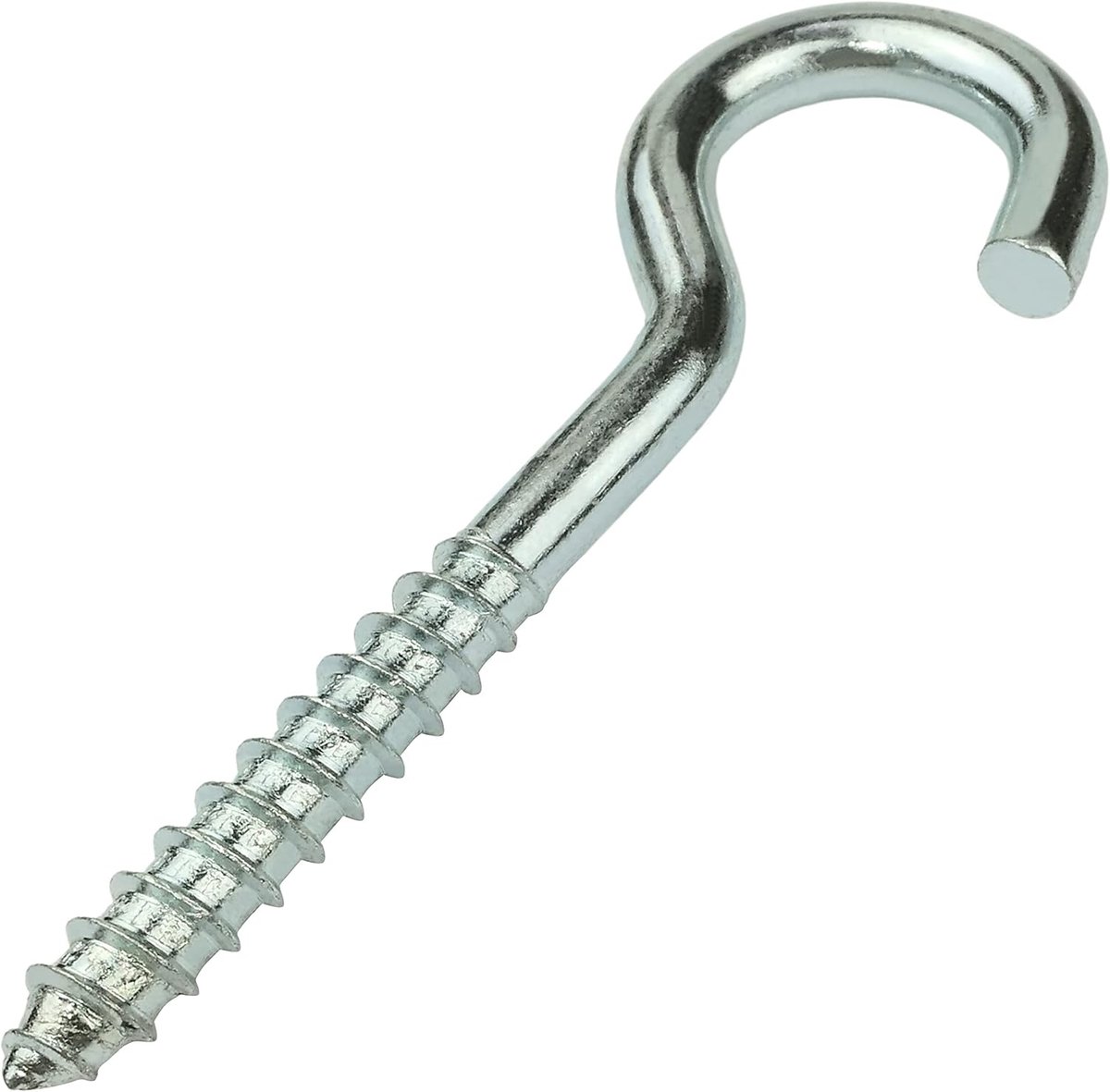- C57994 - Set met 10 schuine koplamphaken voor het schroeven Ø 8x60mm in C-vorm - open haak met zelftappende schroef - van verzinkt staal - kleur zilver
