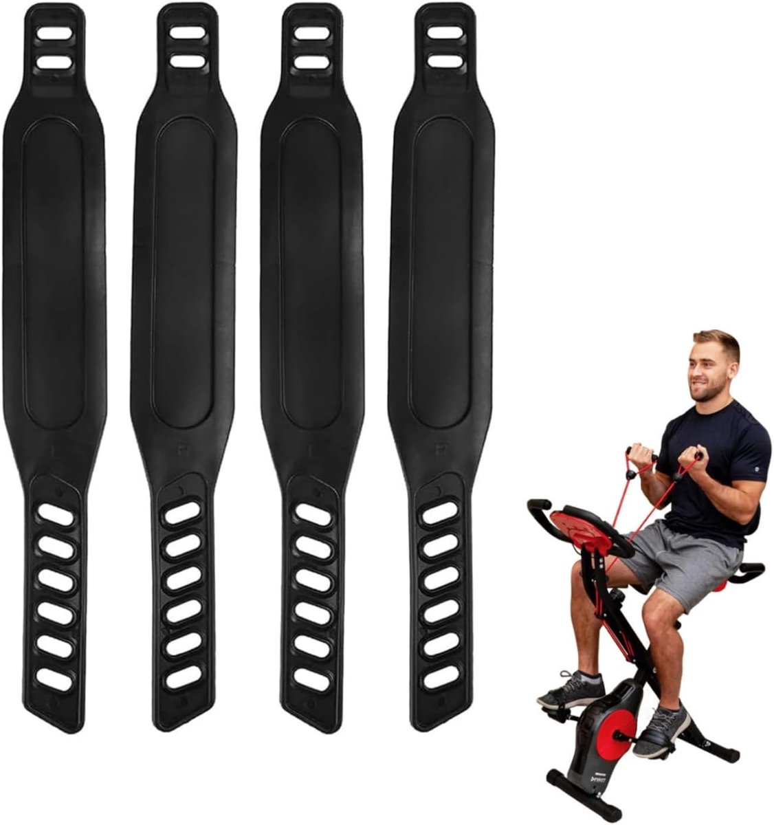 Pedaalriemen voor hometrainers, Heavy Duty verstelbare lengte universele pedaalriem, fietspedalen, verbrede riemen voor spinning hometrainer, verstelbare rubberen pedaalriemen, 4 stuks