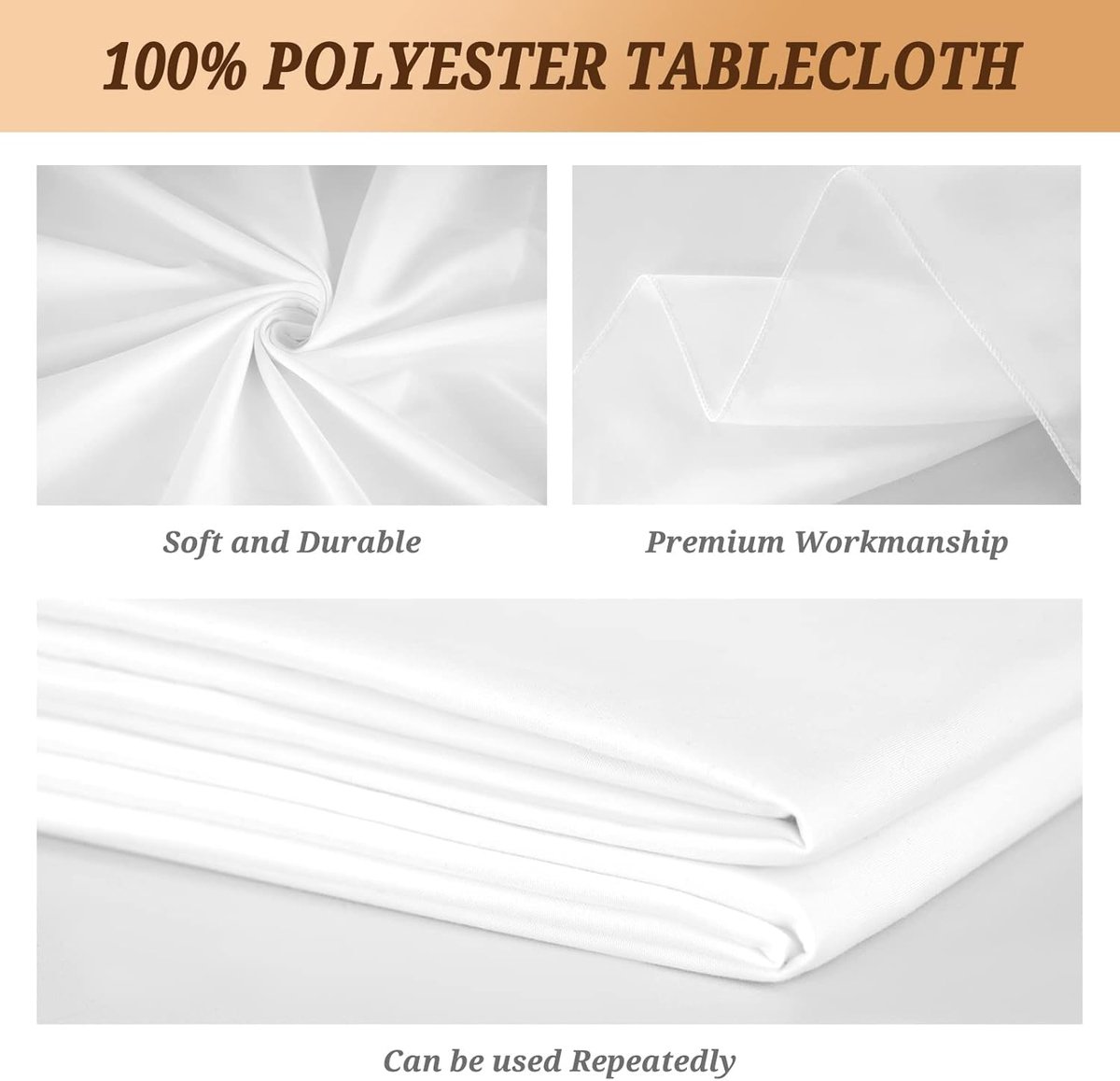 Tafelkleden voor rechthoekige tafels van 8 voet, 152 x 320 cm rechthoekig tafelkleed, anti-rimpel, wasbaar, polyester tafelkleden voor bruiloft, receptie, banket, feest