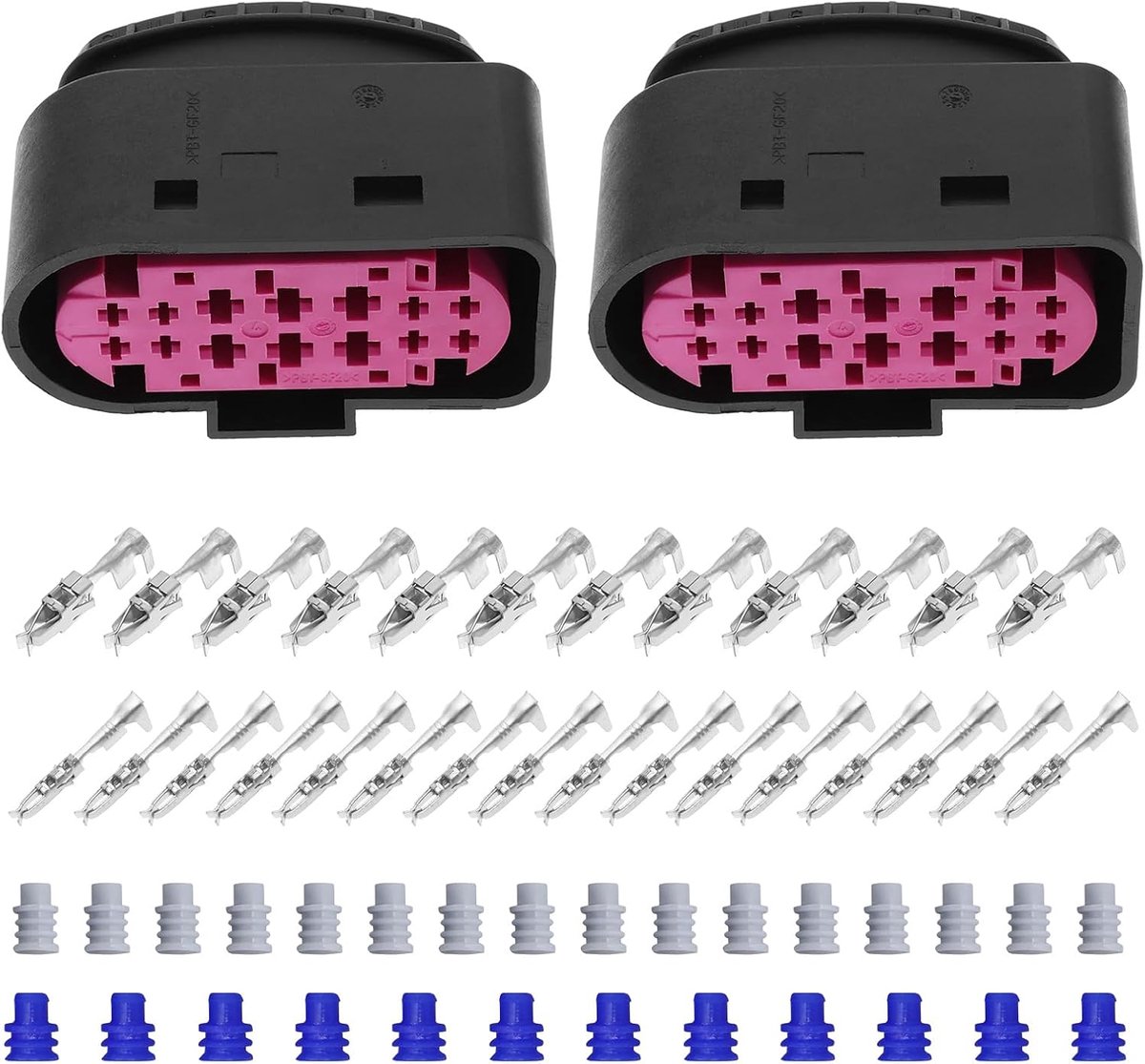 idea 2 Set Auto Sensor Reparatieset 1J0973737 Compatibel met Volkswagen Compatibel met Audi 14 Pin Stekkers Auto Sensor Reparatieset