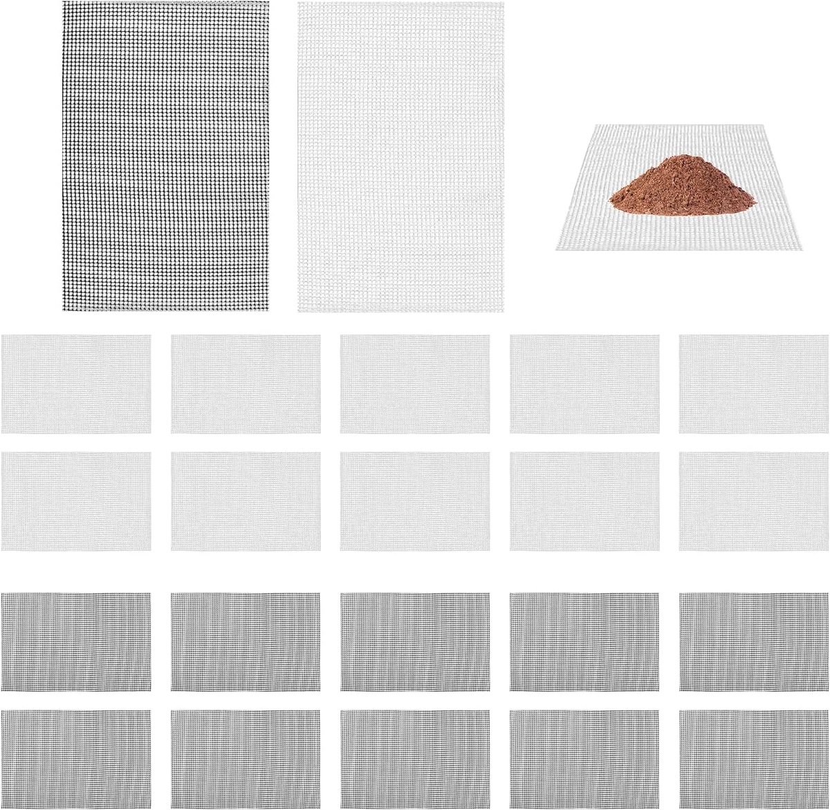 Pack of 20 Rectangular Flower Pot Bottom Hole Net Cushions Flower Pot Drainage Flower Pot Nets Bonsai Pot Nets Bonsai - ShopVlot