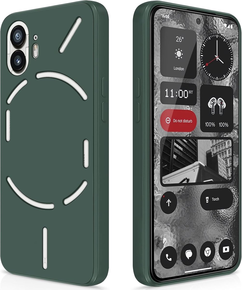 Hoesje voor Nothing Phone 2, Zijdezachte Volledig Lichaam Siliconen Case, Schokbestendige Beschermhoes met Microvezel Voering (Groen)