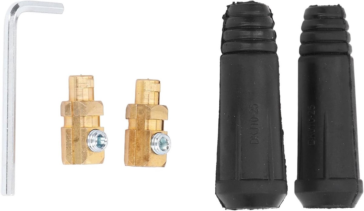 2 Set Mannelijke Lasser Snelmontage Plug Accessoires 200A Laskabel Connectors Rubber en Messing