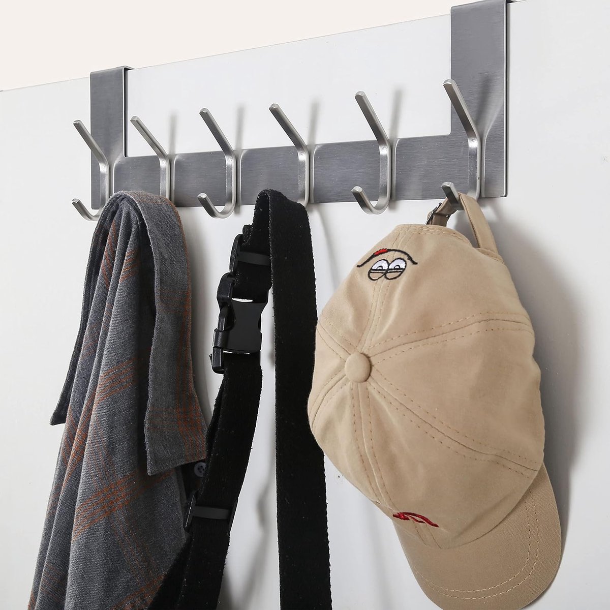 Deurhaken om op te hangen zonder boren, kledinghaken deur voor keuken, badkamer, woonkamer en hal, zilver