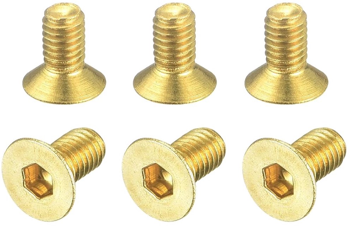 Platte kopschroeven met binnenzeskant, M3 - 0,5 x 6 mm, bevestigingsschroeven met binnenzeskant van messing, 6 stuks