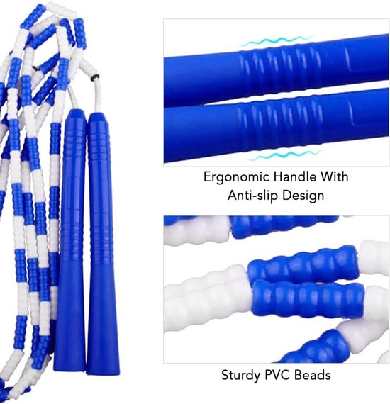 Springtouw, Springtouw voor Volwassenen en Kinderen, PVC Kralen Nylon, Verstelbare Lengte voor Alle Leeftijden — afbeelding 4