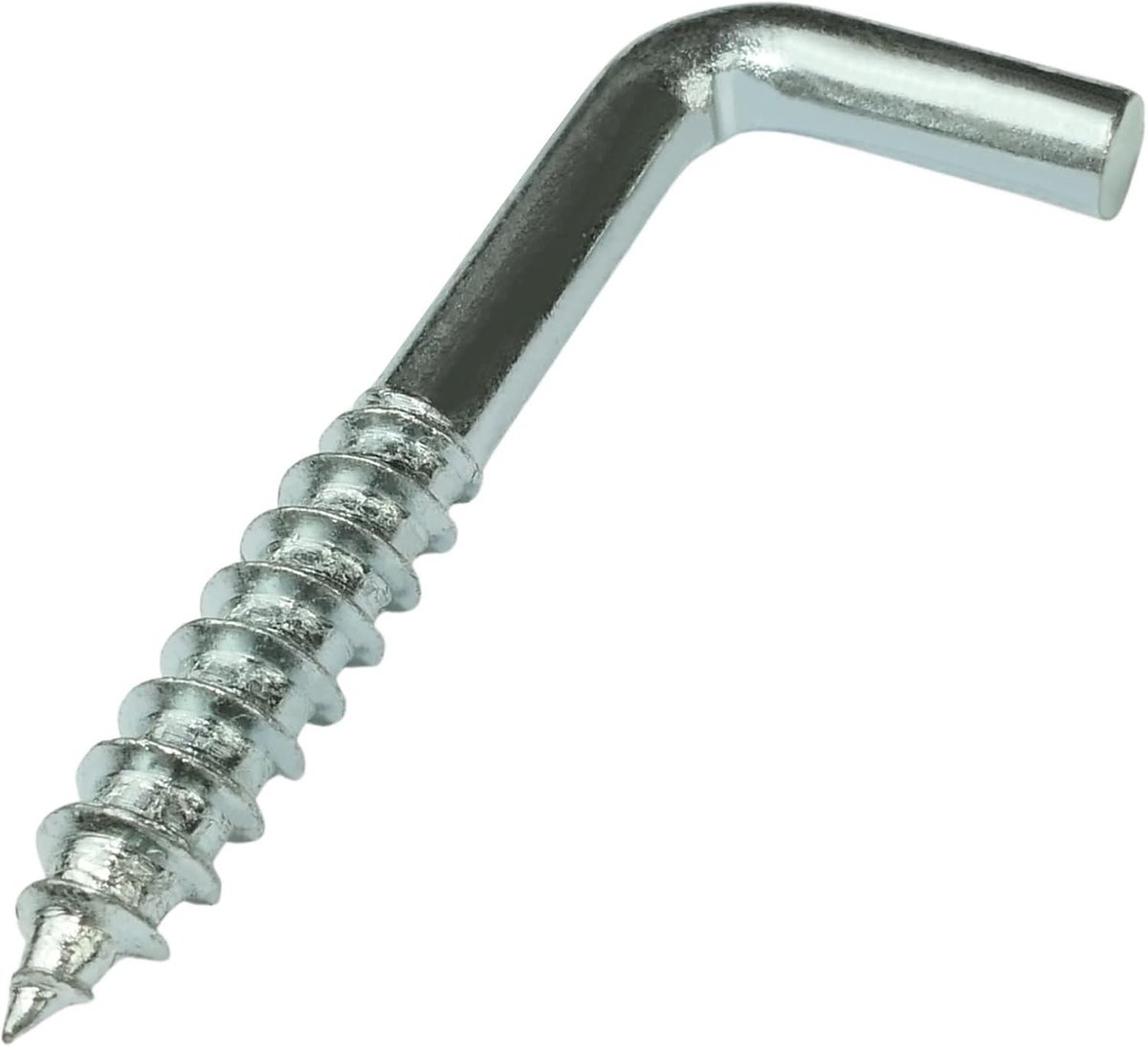 Haken in vorm L voor schroeven Ø 6x50mm - vierkante haken met zelftappende schroef - van verzinkt staal - kleur zilver