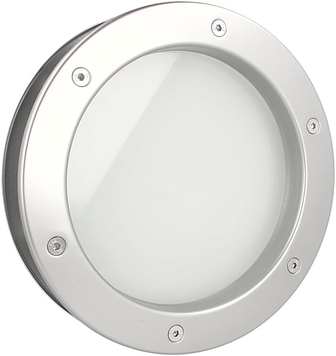 Patrijspoort B4000 voor Deur, Aluminium, 300 mm, Mat Glas, Zilver | met VSG Veiligheidsglas, Geschikt voor 40 mm Dikke Deuren, Schroeven Zichtbaar aan Beide Zijden