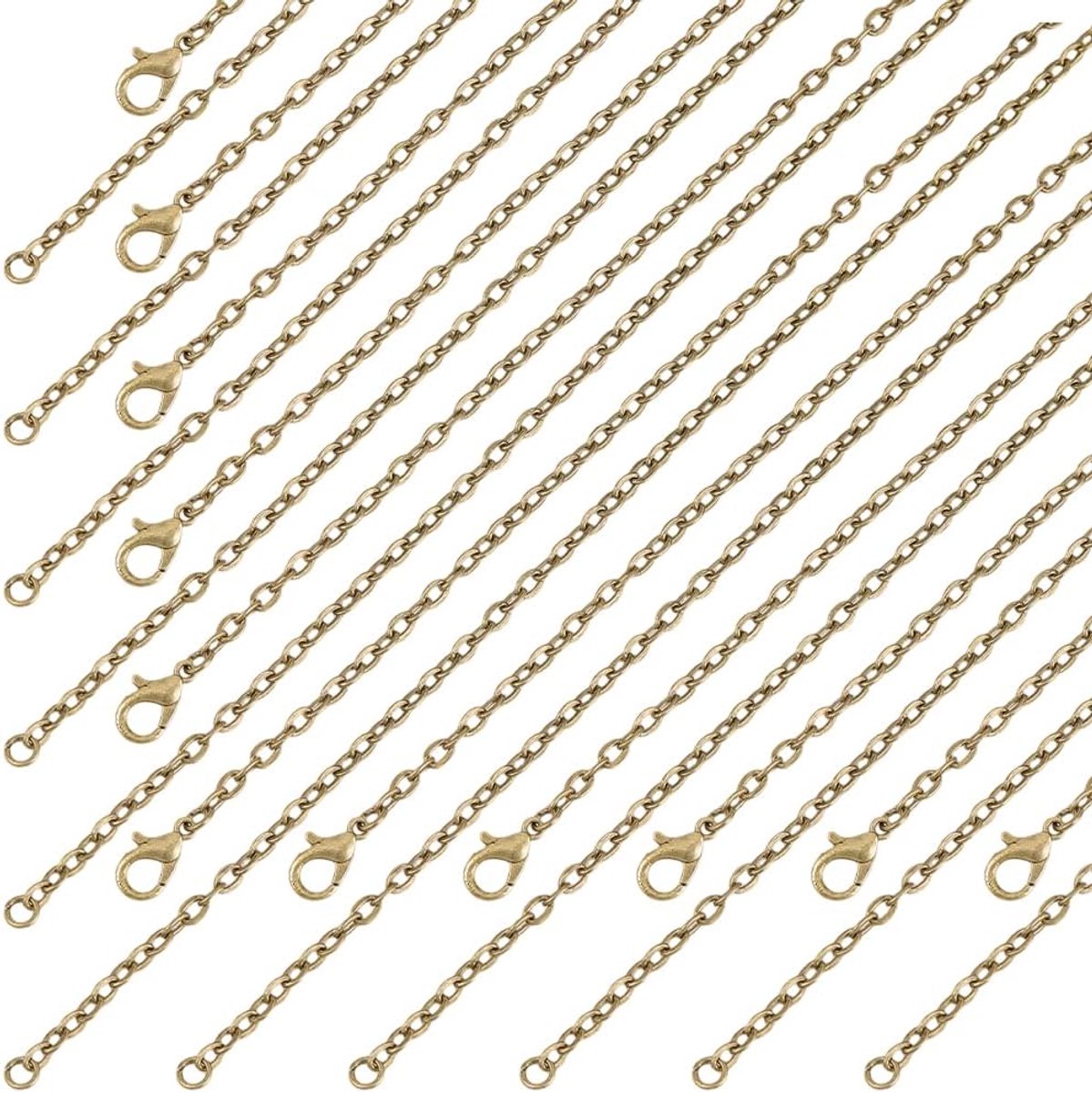Kettingen 24 stuks - antiek brons roestvrij staal - met karabijnhaak - ideaal voor sieraden maken - SnelShoppen