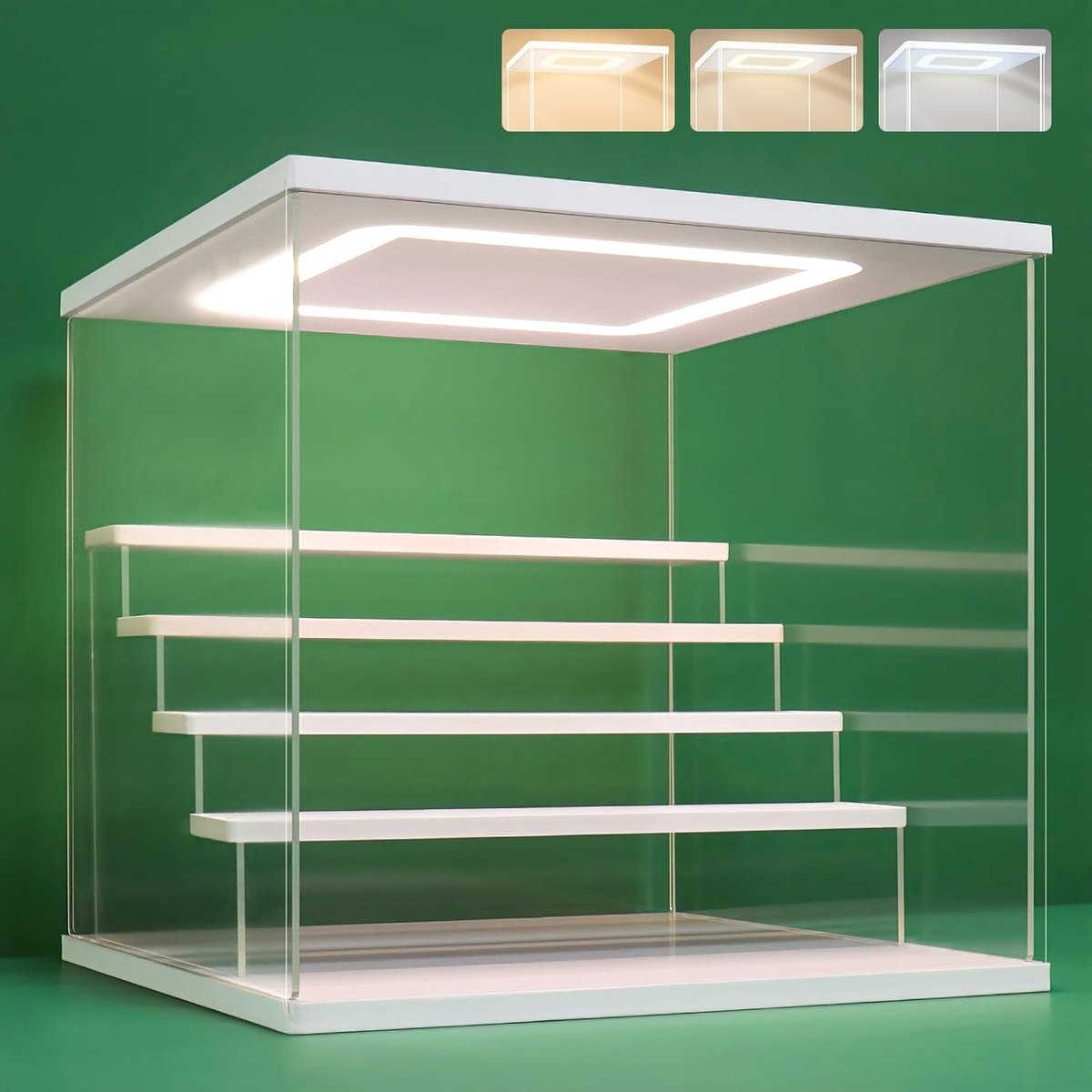 SnelShoppen - Transparante Acryl Display Stand met LED Licht, 5 Laags Opbergdisplay voor Verzamelobjecten en Figuren, 31.5x31x30cm, Stofdicht Organize
