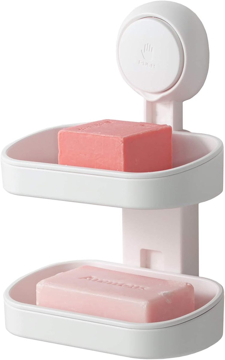 Zeepbakje dubbellaags - wit - modern design - voorkomt zeepresten - ShopVlot