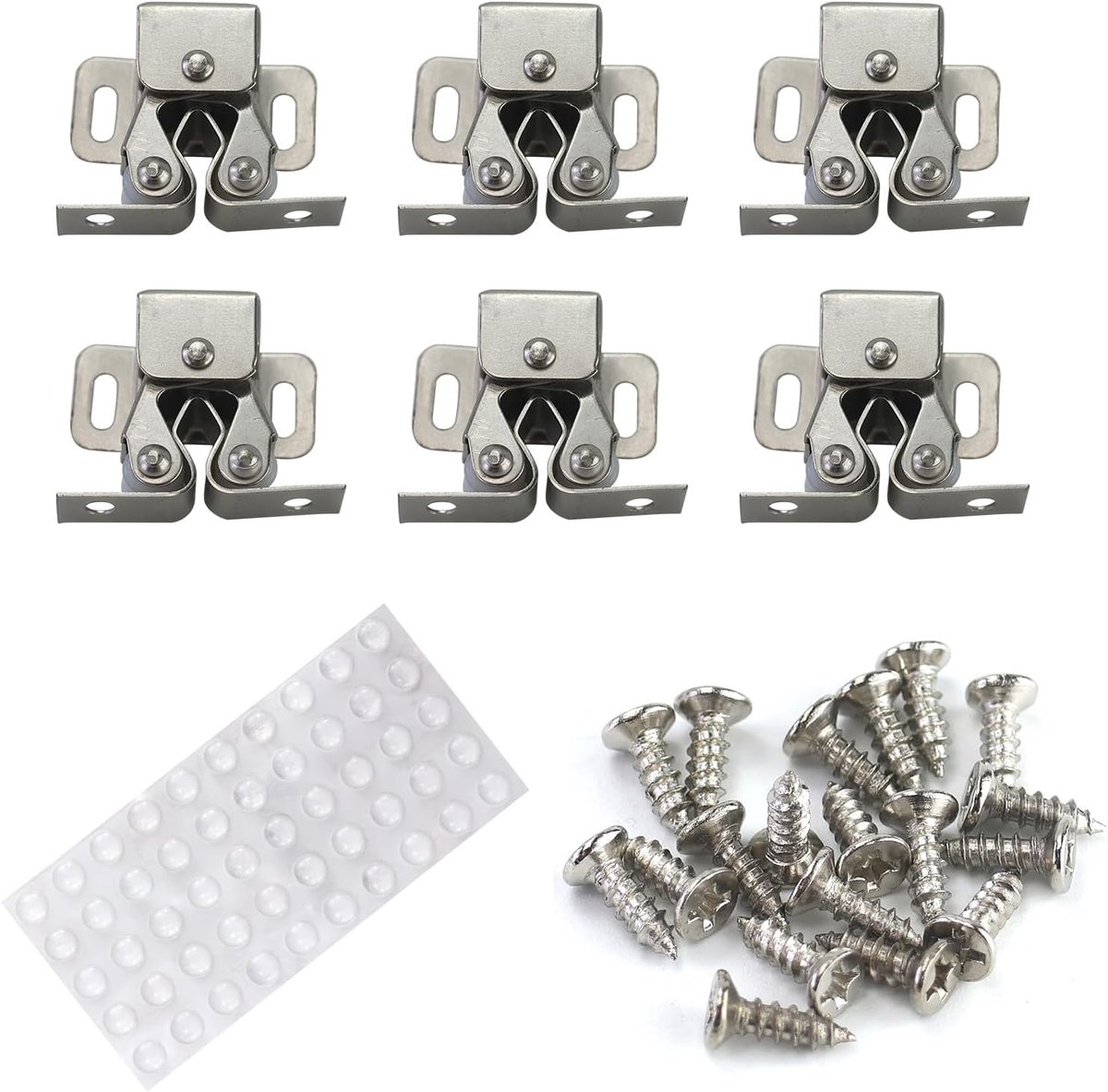 6 stuks kliksluiting, meubelsnapper, kastdeur, dubbele rolsnapper voor kast, bal, roller, catch, kastsluiting, kastdeur, kledingkast, deur, latch, deursnapper voor kastdeuren