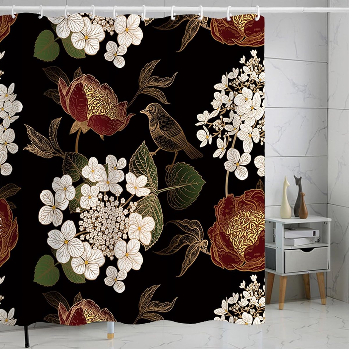 Badkamer Gordijn Basics Douchegordijn 180 x 180 cm Schimmelbestendig en Waterafstotend Douchegordijn Anti-schimmel Waterdicht Wasbaar Polyester Bad Gordijn B8014