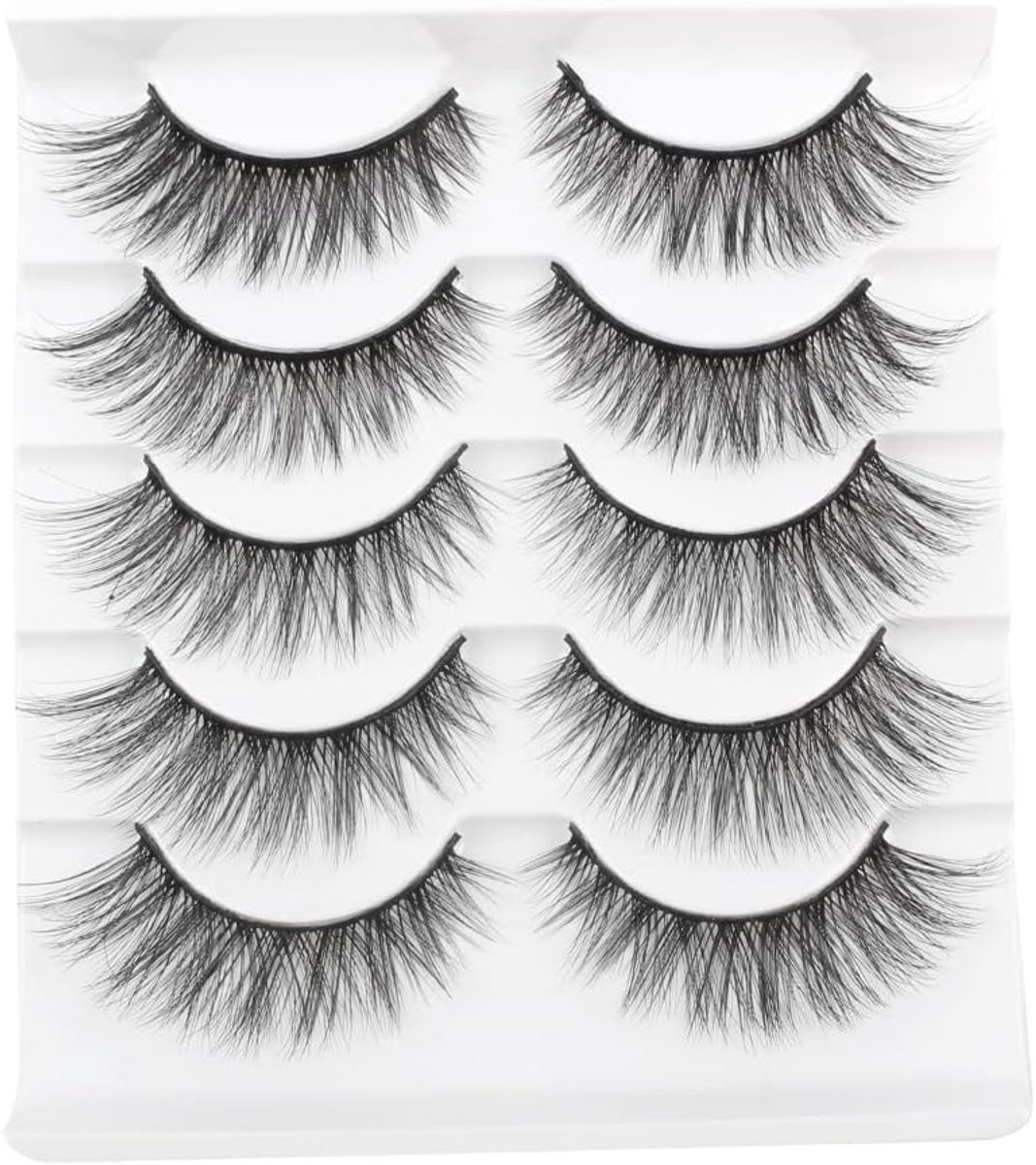 Kunstwimpers, natuurlijke look, 5 paar, 3D-valse wimpers, lichte cateye wimpers, Wispy strip, natuurlijke wimpers met flexibele wimperband