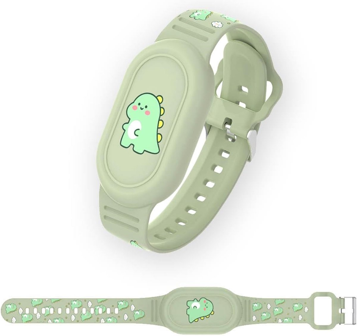 armband compatibel met Samsung Galaxy SmartTag 2, siliconen cartoon armbandhouder, waterdichte hoes voor kinderen en ouderen (dinosaurus)