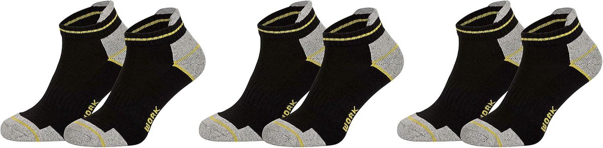 Sokken, functionele sokken, sneakersokken, sokken voor werknemers, versterkte hiel en teen, zwart, 47/50 EU