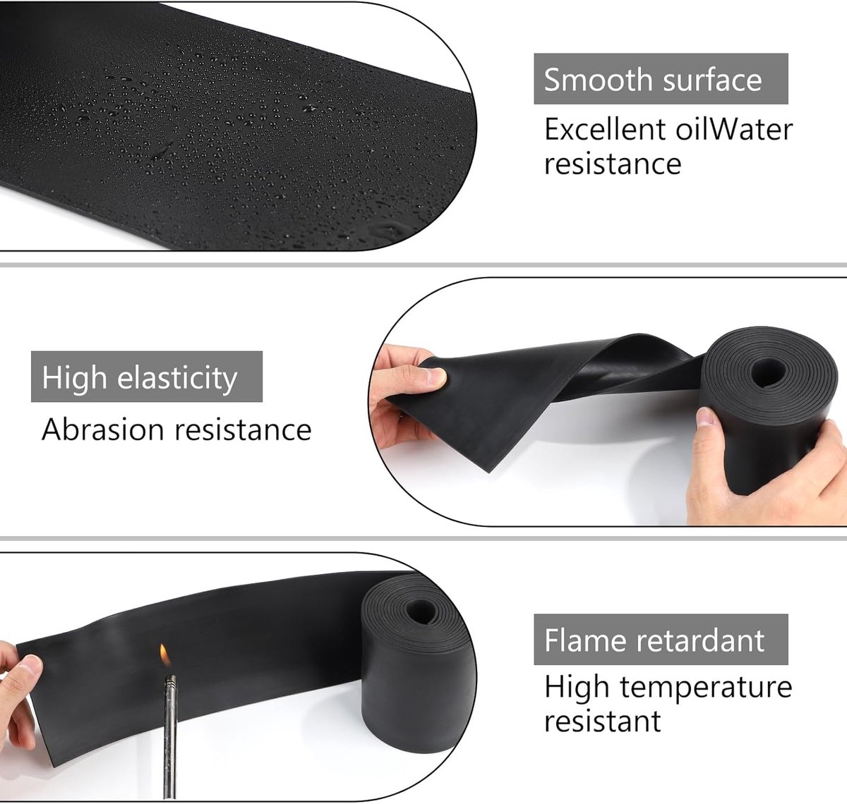 Rubberen strip, neopreen rubberen mat, 100 mm (B) x 1,5 mm (D) x 3 m (L) massief rubberen profiel, rubberen mat per meter, smalle rubberen onderlaag, rubberen plaat voor afdichtingen