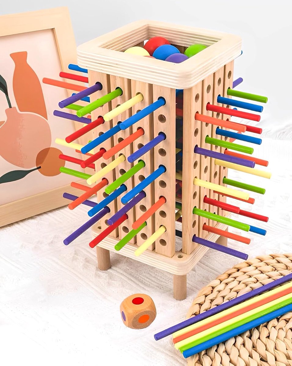 houten kleurentoren, speelgoed, educatief dobbelspel met 42 kleurrijke stokjes