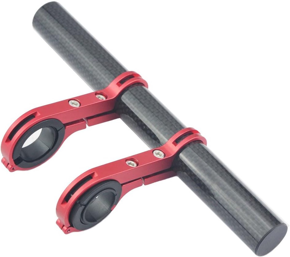 Fiets zaklamp houder koolstofvezel stuur fiets accessoire extender houder voor fiets licht, snelheidsmeter, sport camera of smartphones, rood 20cm dubbele lamp, 7,87 inch (twee lampen)