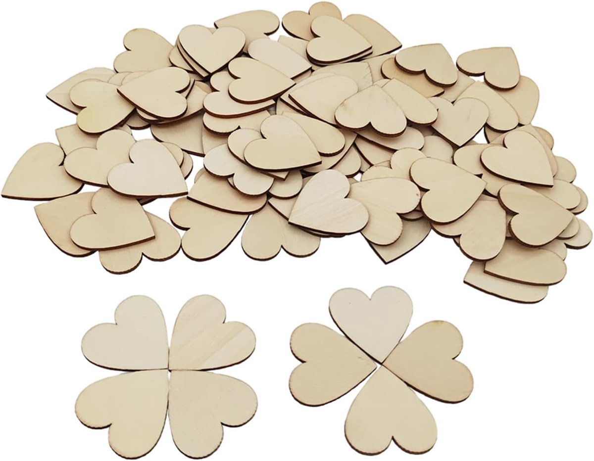 Houten uitsparingen, blanco houten plakjes, versieringen, houten stukken voor ambachten, cadeaulabels, schilderen, woondecoratie (hart)