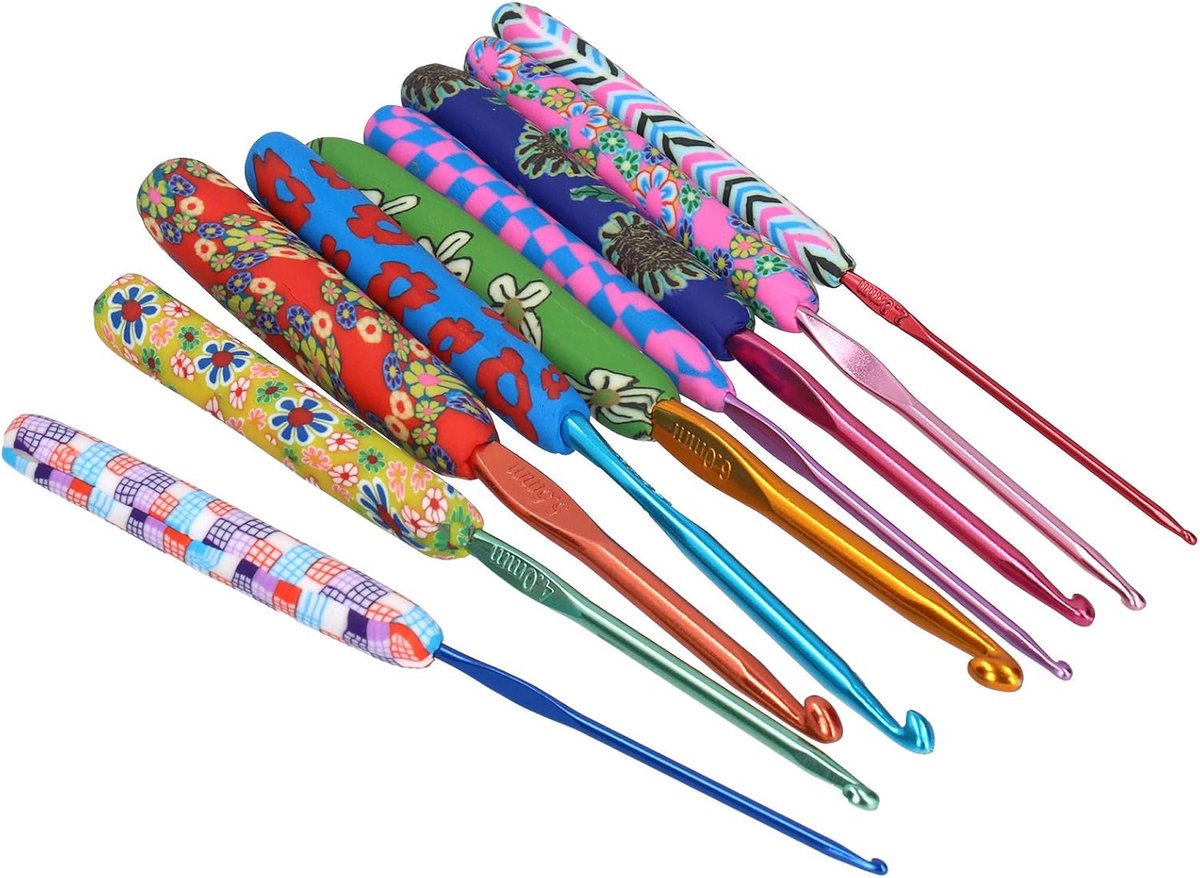 Haaknaalden 17 × 5 × 2 9 stuks haaknaalden set met ergonomische handgrepen naalden doe-het-zelf ambachtelijke accessoires voor vrouwen
