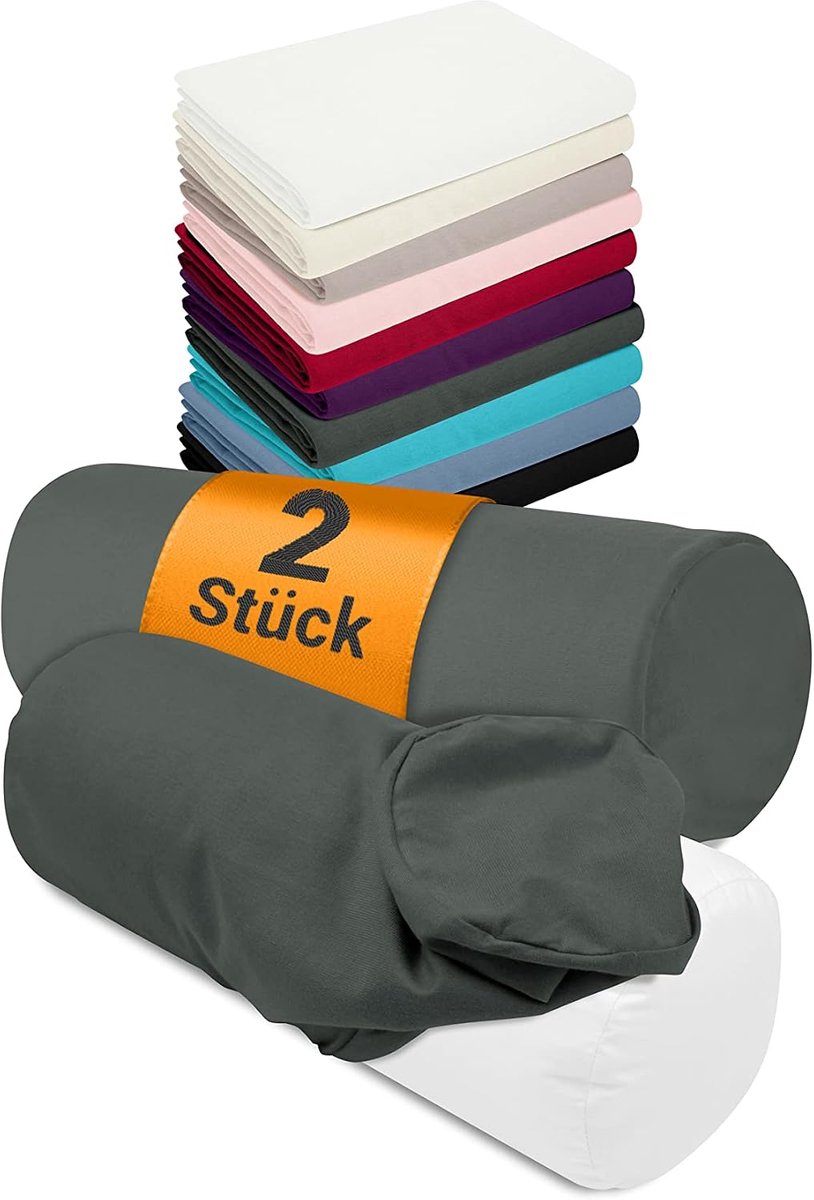 npluseins 2-pack hoezen en/of nekrol - ca. 40 x 15 cm - 1467.2080, 1 pak (2 stuks) - titaanhoezen