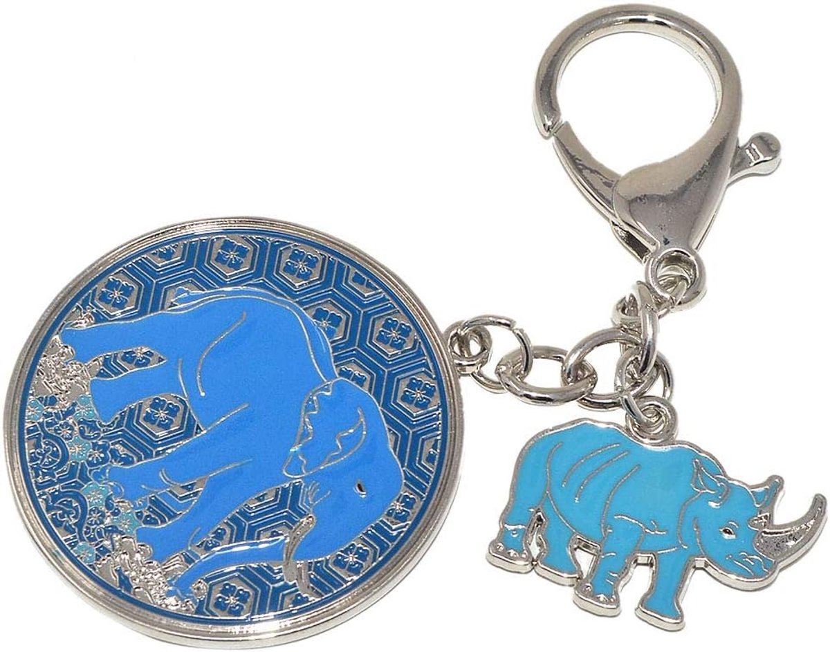 Shui Anti Robbery Amulet met Blauwe Neushoorn & Olifant W4138