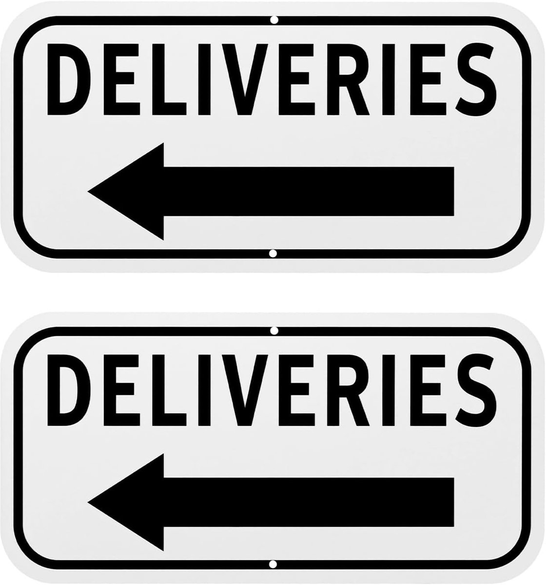METERXITY 2-pack leveringen bord met lift pijl, 12" x 6" roestvrij aluminium voordeur bord leveringen instructies voor pakket voor thuis/kantoor [zwart op wit]