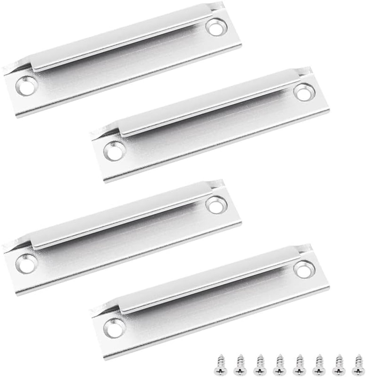 4 stuks vleugelraamgrepen, kastgrepen, aluminium handgrepen, moderne deurgrepen, vingergrepen, onzichtbare ladegrepen, gebogen kastgrepen voor keuken/slaapkamer/deur (zilver)