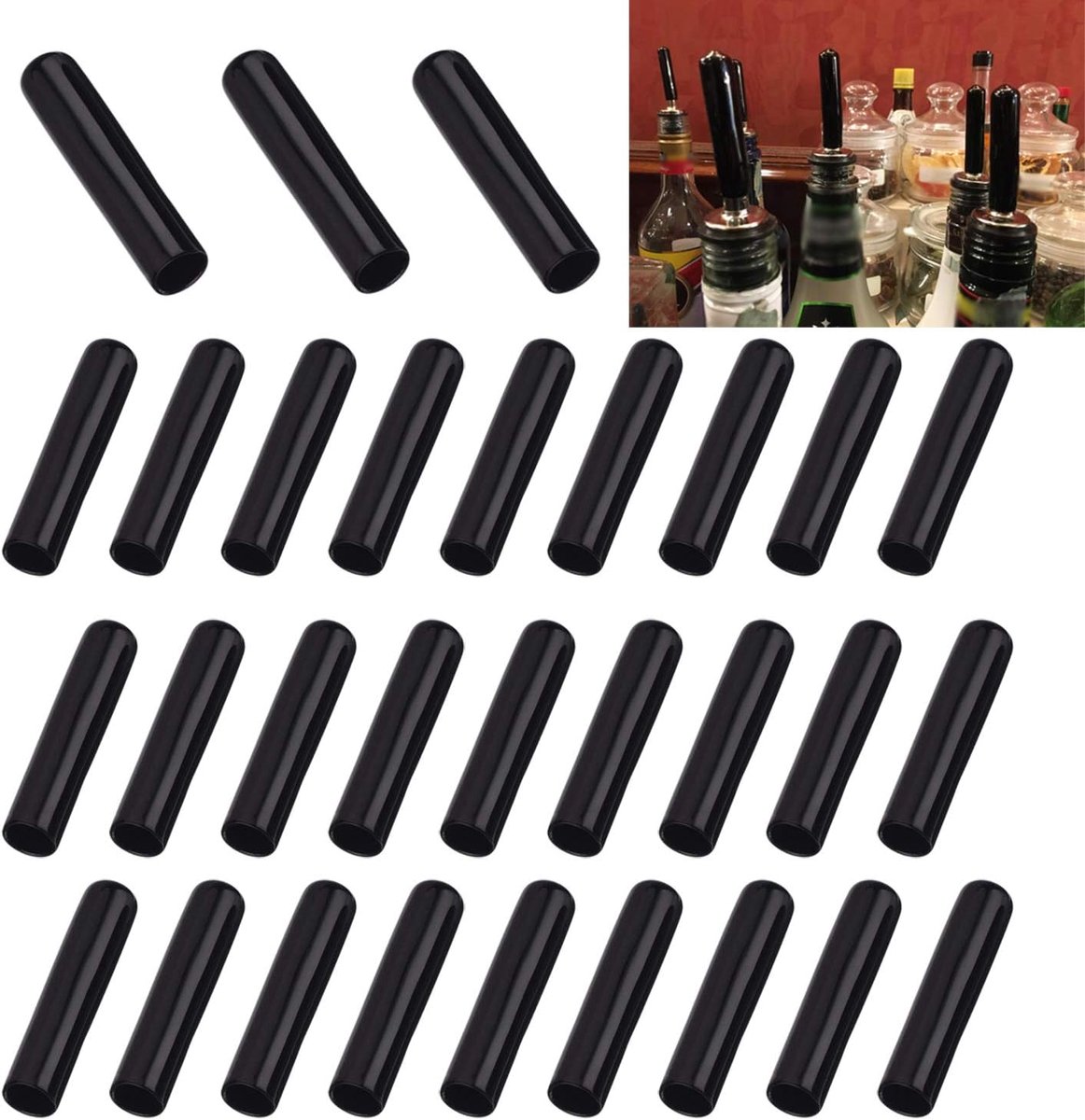 Stofbescherming voor schenktuit, voor olijfolie, likeurflessen, deksel, rubberen doppen (schenktuit niet inbegrepen) (50 x 10 mm)