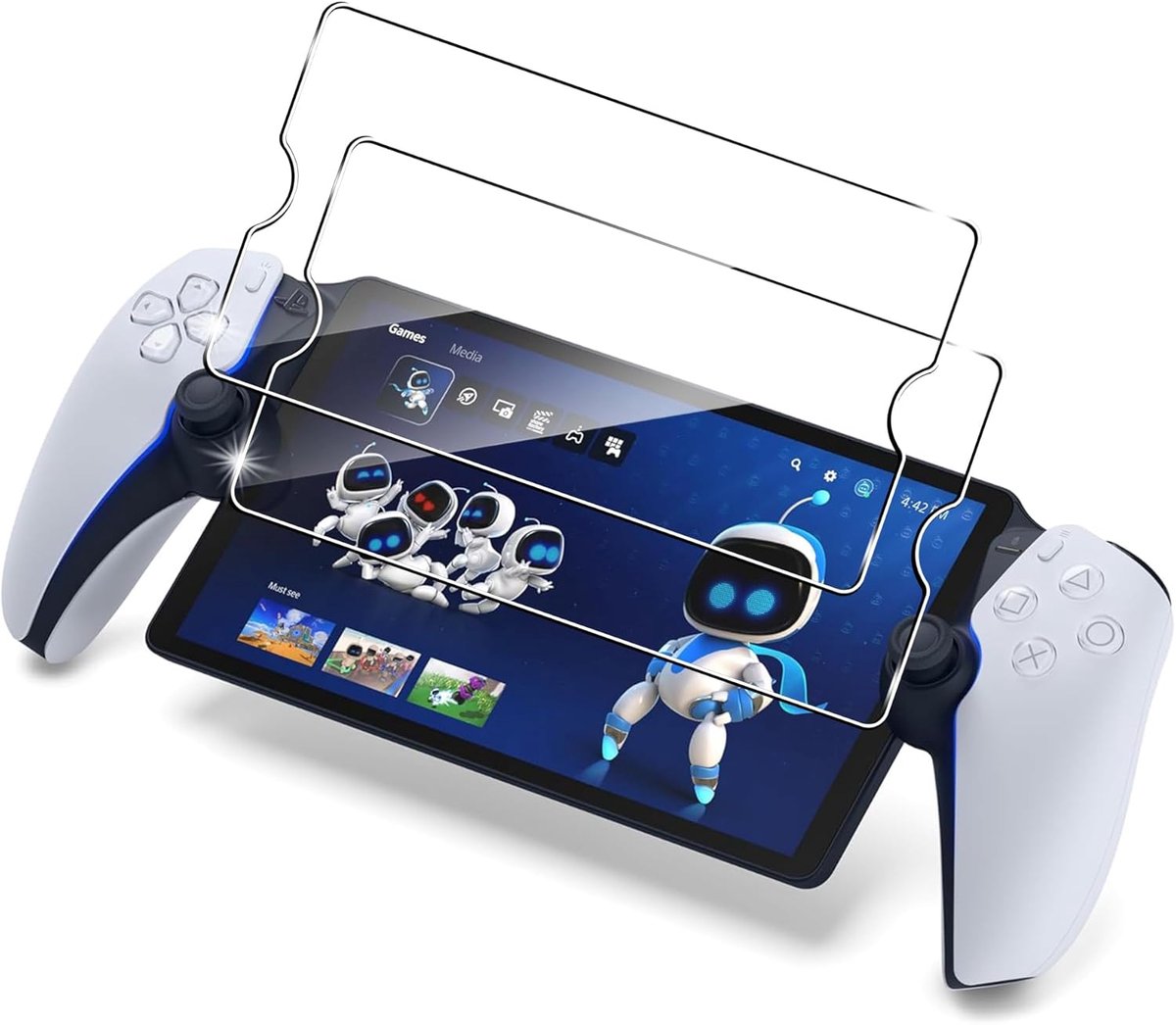 FDHYFGDY Voor Sony PS5 PlayStation Portal/PS Portal gehard glas, 2 stuks, 9H hardheid, krasbestendig, gehard glas, membraan, zonder luchtbellen, anti-vingerafdruk, HD-bescherming