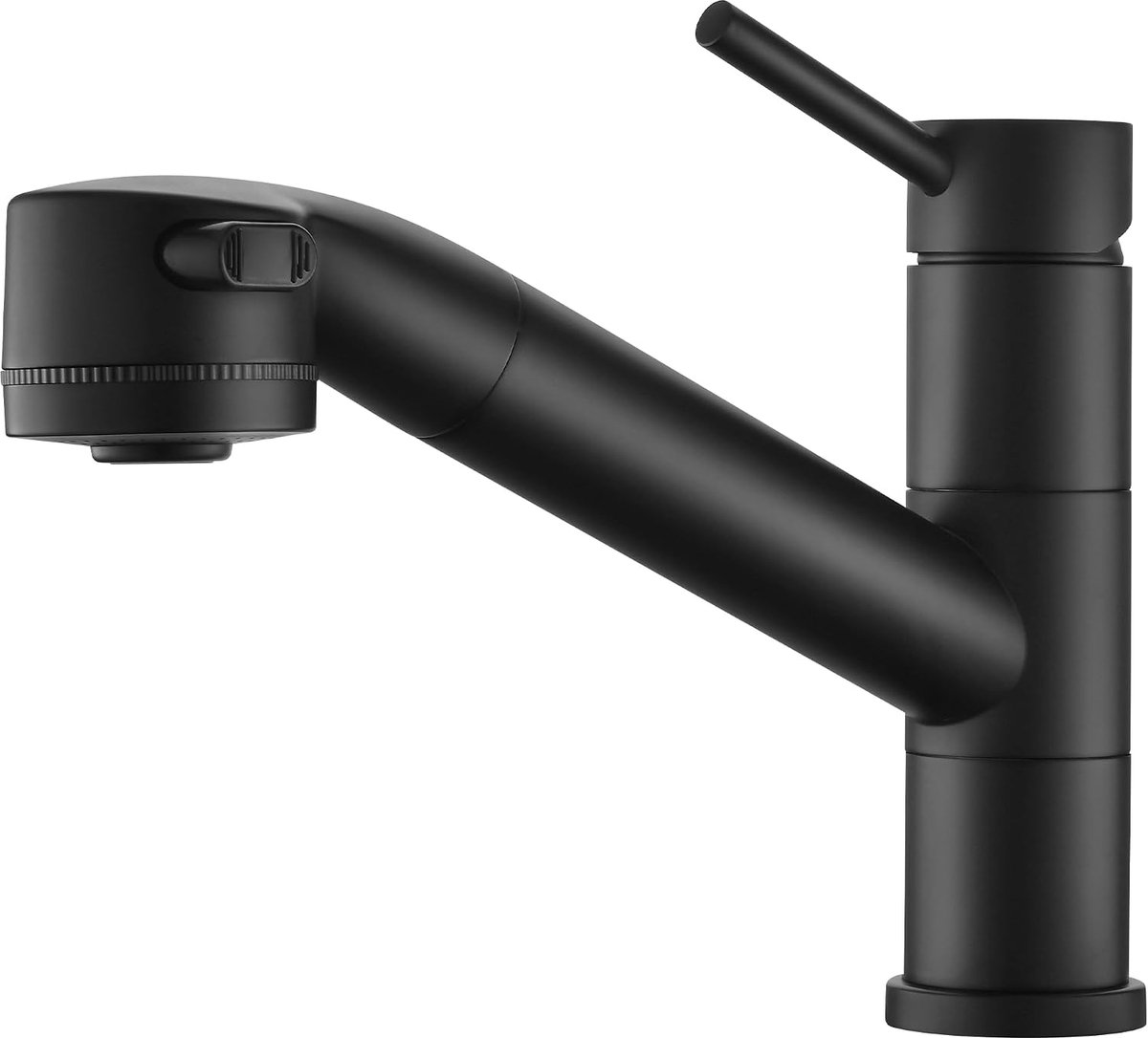 Keuken Spoelbak Kraan met uittrekbare sproeier, uittrekbare kraan 360° draaibare twee sproeifuncties roestvrij staal zwart.