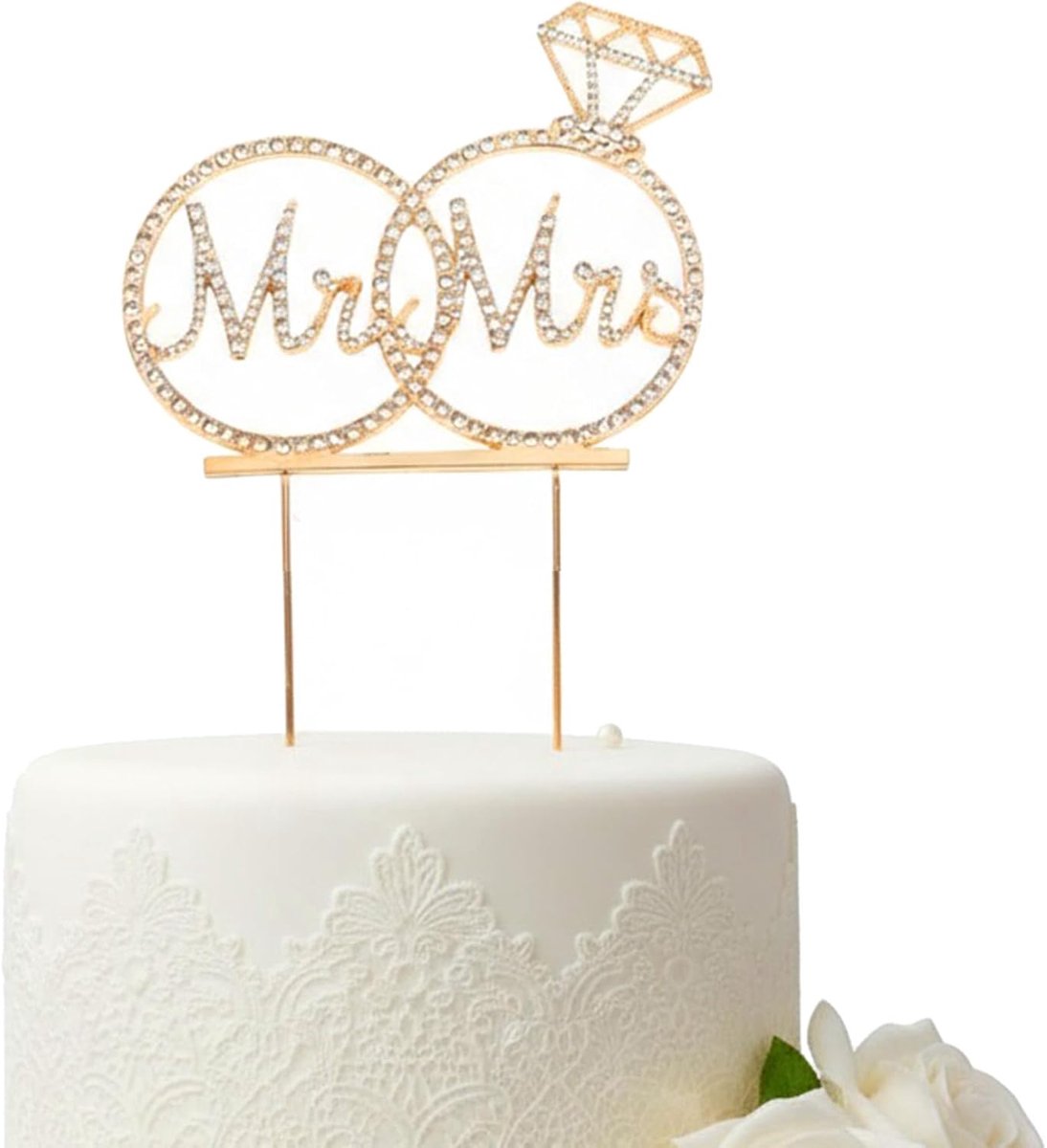 bruiloft met strass taartsteker bruiloft zilveren bruiloft taartdecoratie Mr & Mrs voor bruiloft taartdecoratie (goud)