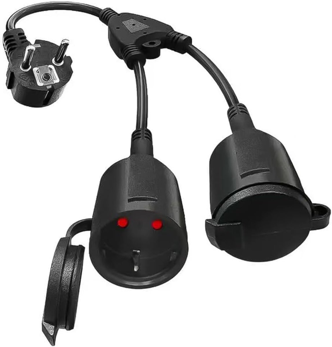 Verlengkabel, verlengkabel met 2-voudige Schuko-stopcontacten, dubbele stekker voor stopcontact, dubbel stopcontact, geaard contact voor stopcontact, kantoor en thuis, 1,5 mm², 250 V/16 A
