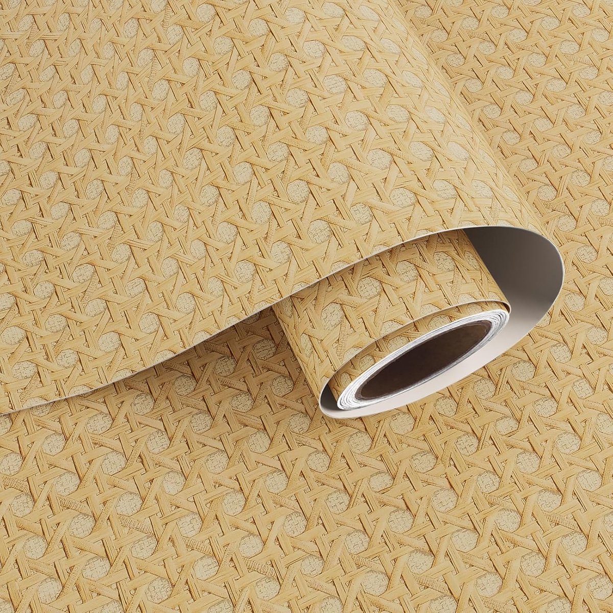 Faux Rotan Weefsel Zelfklevend Behang 40 cm x 200 cm Retro Faux Grasdoek Behang voor Woonkamer Hal Kleverige Rug Plastic Roll Vinyl Wrap voor Meubelkast Werkblad Vinyl Behang
