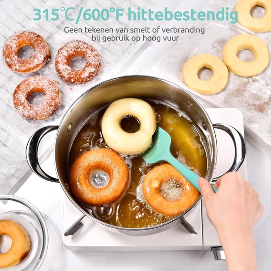 Spatels 2 Stuks Hittebestendig tot 315℃ (Wintertaling) - Antiaanbaklaag Flexibele Naadloze Deegschraper Bakken Koken Siliconen Lepel, Spatel met Nylonkern voor Mengen Roeren Schrapen — afbeelding 2