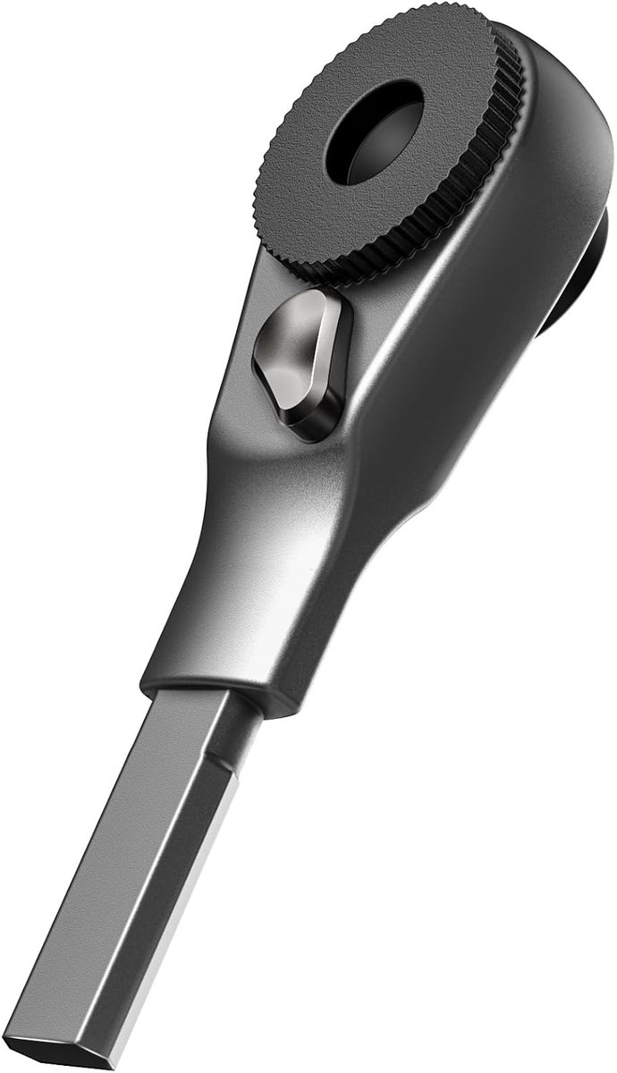 Flat-end ratel driver ontworpen voor Leatherman modellen - compatibel met multi-tool platte bit kits en standaard 1/4" hex bits (geborsteld staal)