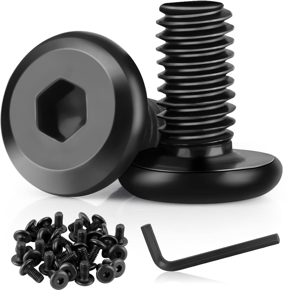 30 stuks platte kopschroeven, M6 X 12 mm, zwart met hex-sleutel, binnenzeskant zwarte schroeven, roestvrijstalen schroeven M6, plaatschroeven roestvrij staal