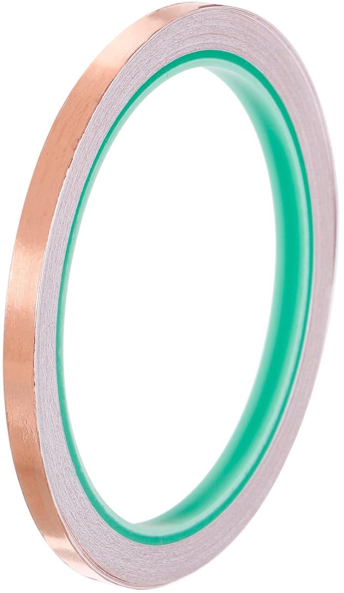 Koperfolie tape 0,24" x 33Ft 0,05 mm dik dubbelzijdig geleidende lijm EMI afscherming voor elektronica schakelingen aarding