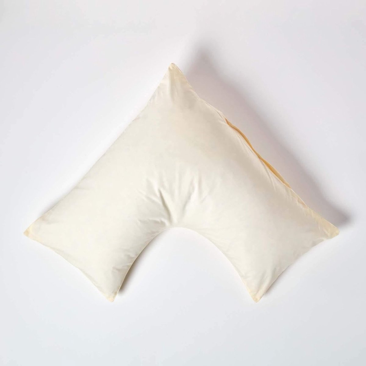 Crème puur Egyptisch katoen V-vorm kussensloop, 200 en 400 draadtelling percal equivalent kussensloop voor borstvoeding zwangerschap en ouderen Pack van 2