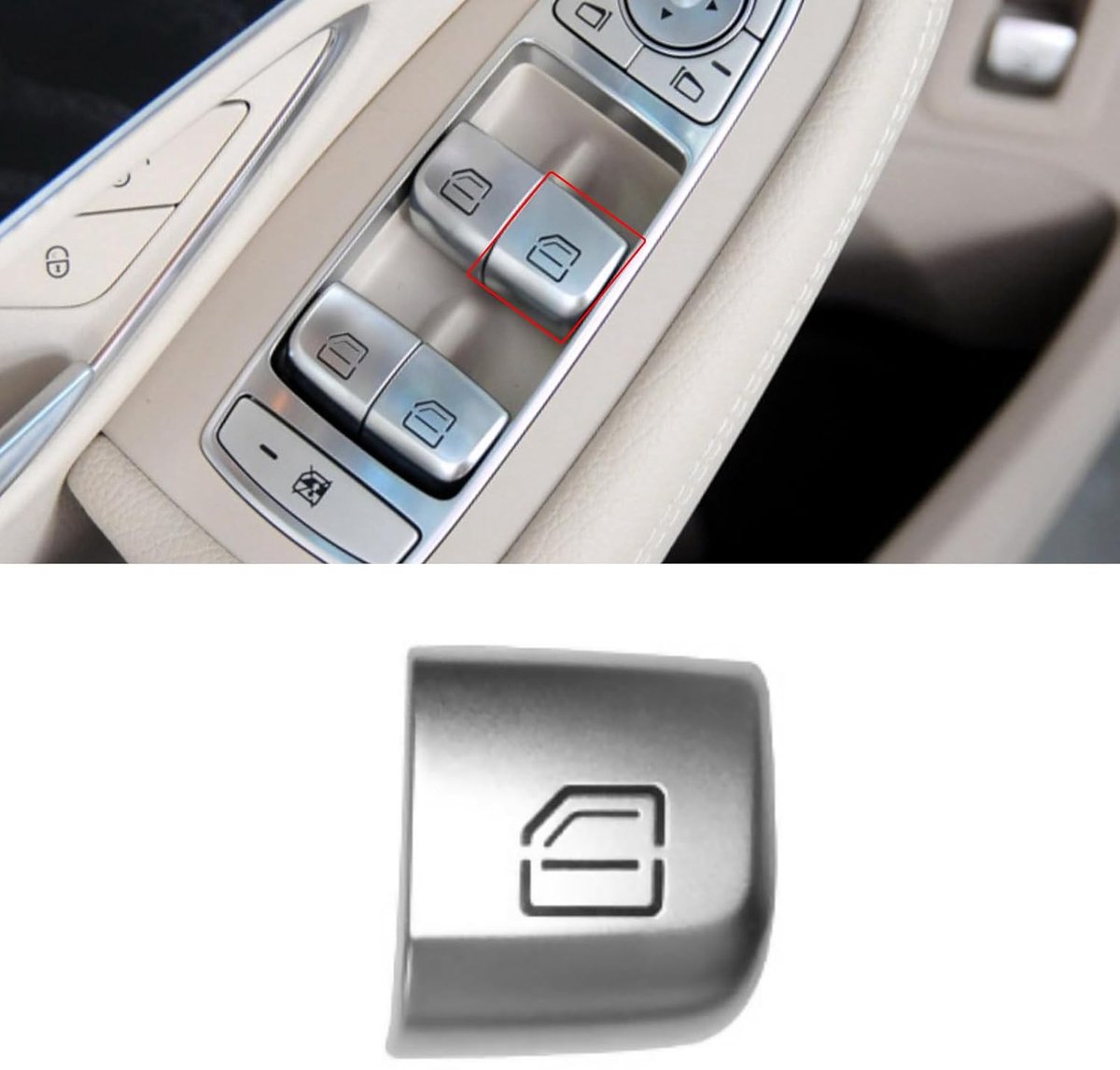 Knop voor raam rechts compatibel met Mercedes Benz W205, 1 stuk raamschakelaar knop deksel klasse C 2015-2021 GLC 2016-2022 2059056811, 2229056800, A20590568119051
