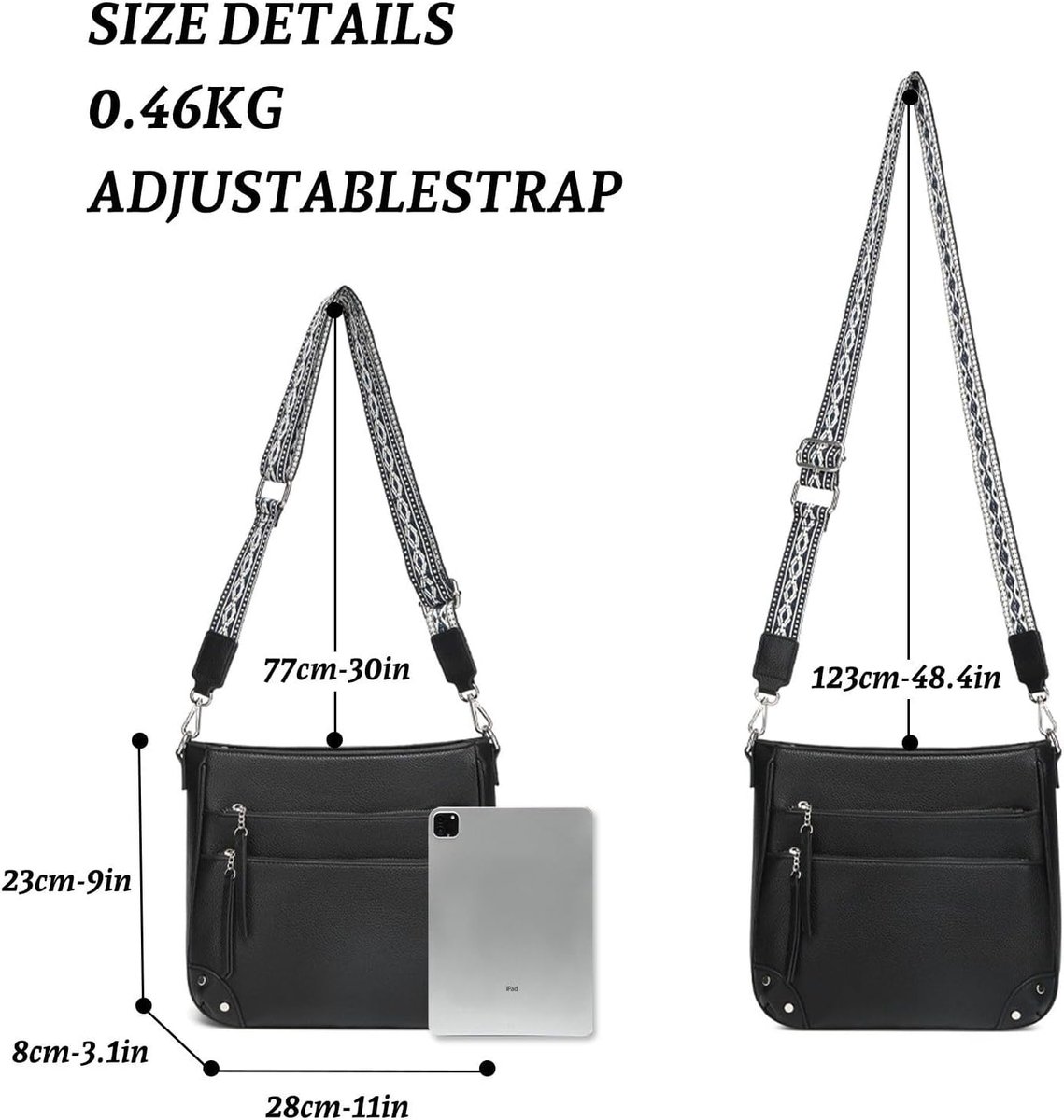 Schoudertas voor dames, middelgroot, PU-leer, handtas voor dames, crossbody tas, zachte tote bag met verstelbare brede riem