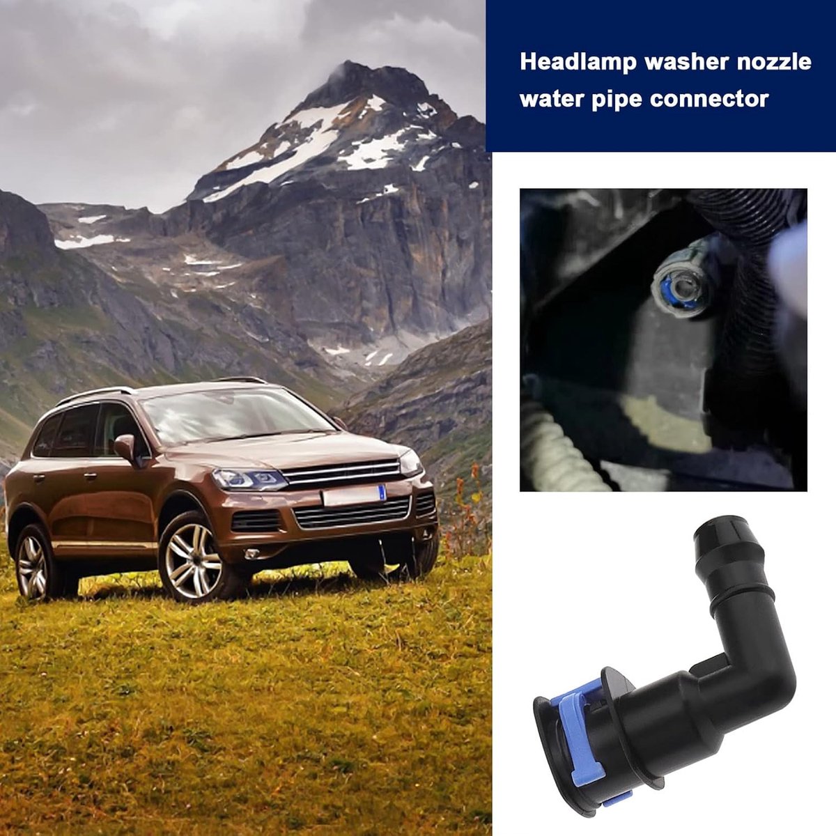 Store 2-delige autokoplampsproeier aansluiting verbindingsbuis 1J0955665E Compatibel met Beetle A6 A8 TT/TTS Fabia Octavia Roomster Superb Alhambra