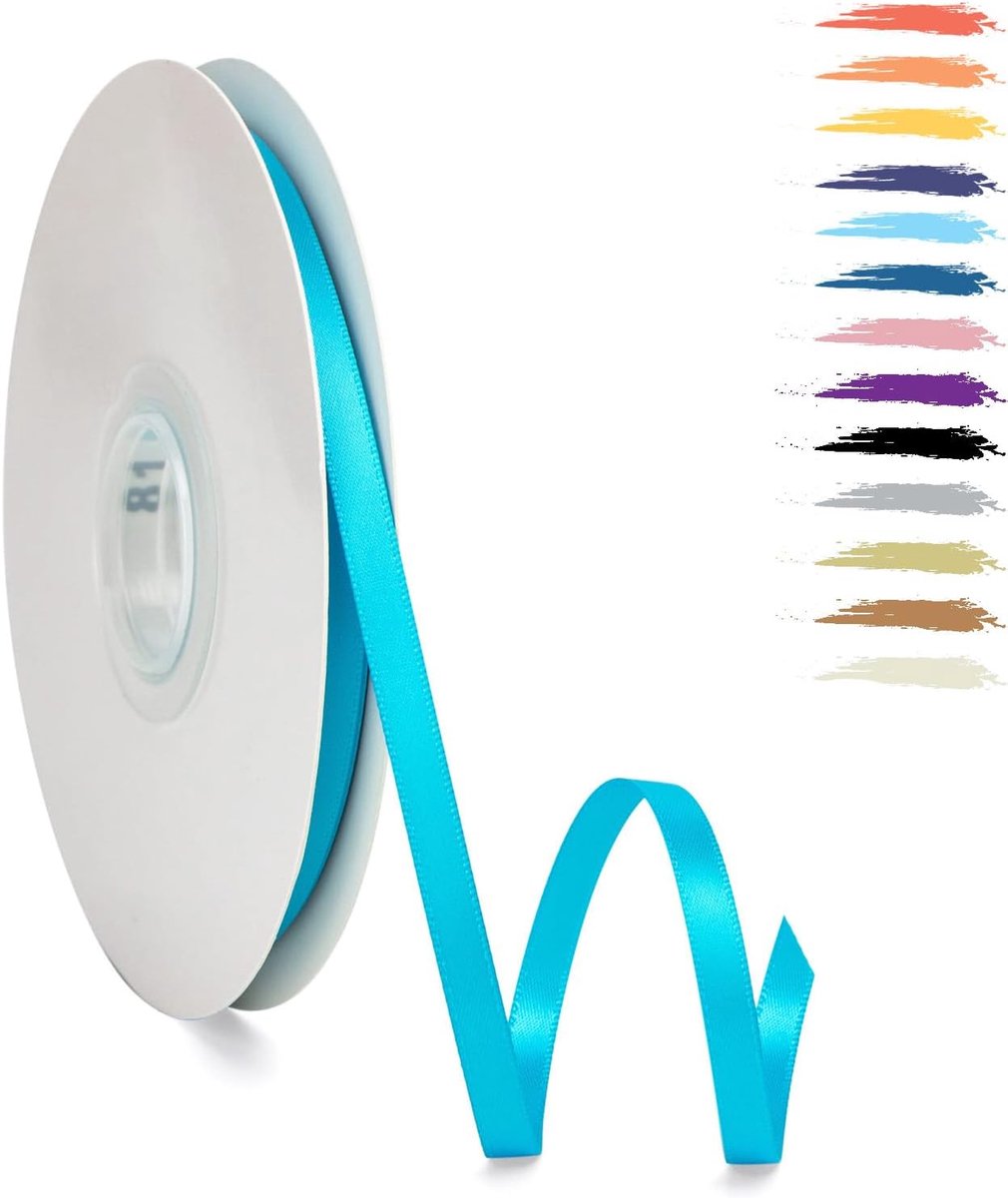 6mm Pauw Blauw Satijnen Lint,95 Meters Decoratie Zijden Linten,Cadeaulint,Autolint,voor Feest, Bruiloft, Verjaardag,Valentijn Party