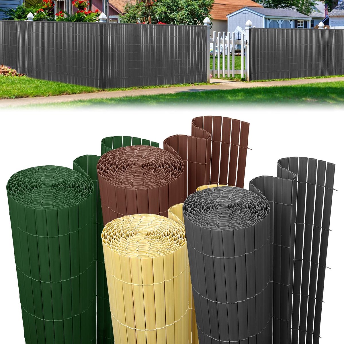 inkijkbeschermingsmat, 100 x 500 cm, inkijkbescherming, tuinhek met kabelbinders, inkijkbescherming voor balkon, 3-gewicht-versterking, balkonbekleding, tuinhek, antraciet
