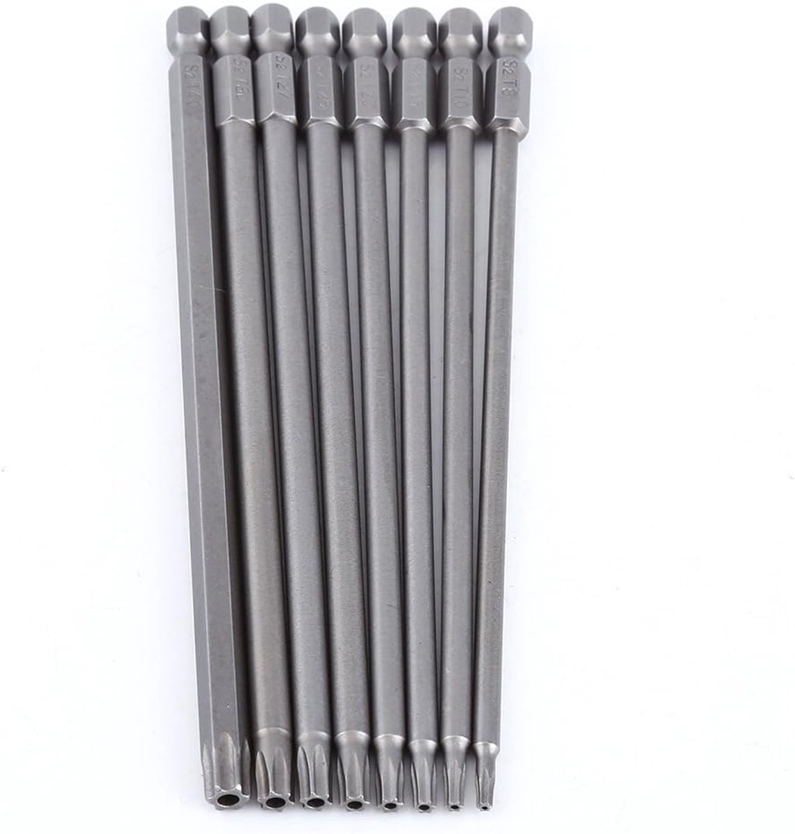8 Stks 150mm S2 Steel Star T8, T10, T15, T20, T25, T27, T30, T40 Torx Bits Torx Lange Bits Schroevendraaier Set Bits Handgereedschap Set Boren Magnetische Schroevendraaier Set