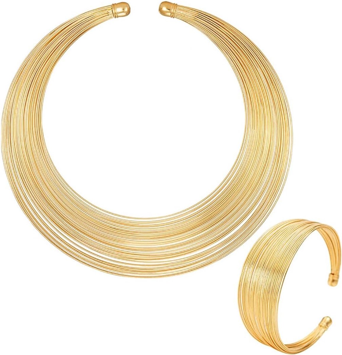 Multi Layer Open Filament Ketting En Armband Set Punk Legering Choker Sieraden Voor Vrouwen