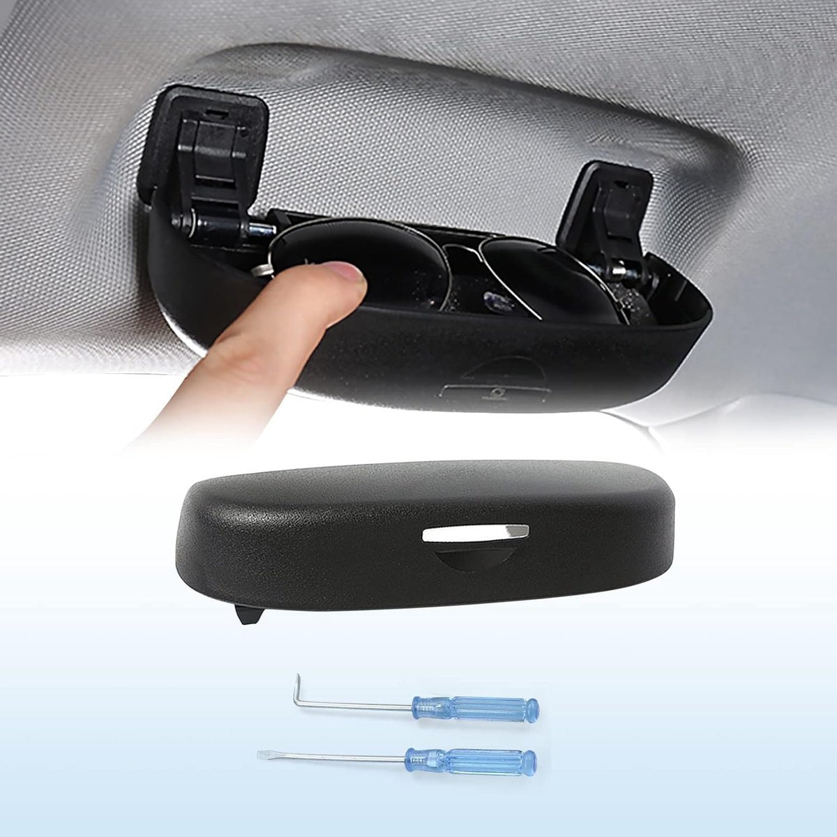 Brillenkoker voor in de auto, compatibel met Seat Ateca Skoda Kodiaq Koraq 2017-2024, zonnebrilhouder, brillenopbergdoos, Seat Ateca accessoires, brillenkoker (zwart)