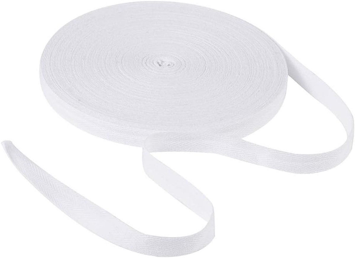45M Katoen Twill Tape Linten Visgraat Roll Tape Voor Naaien Craft Dressmaking Binding Webbing Tape Trim Gift Wrap Tas Riem Wit 20mm